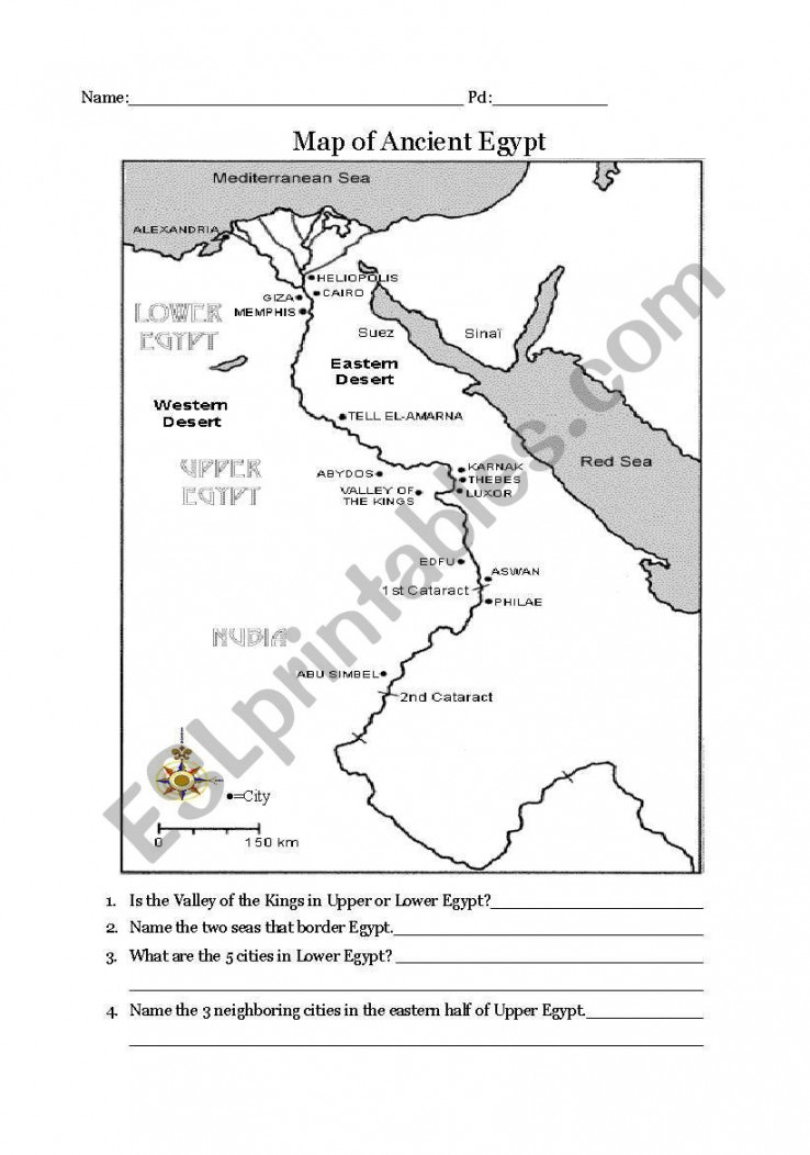 Ancient Egypt map - ESL worksheet by monsone