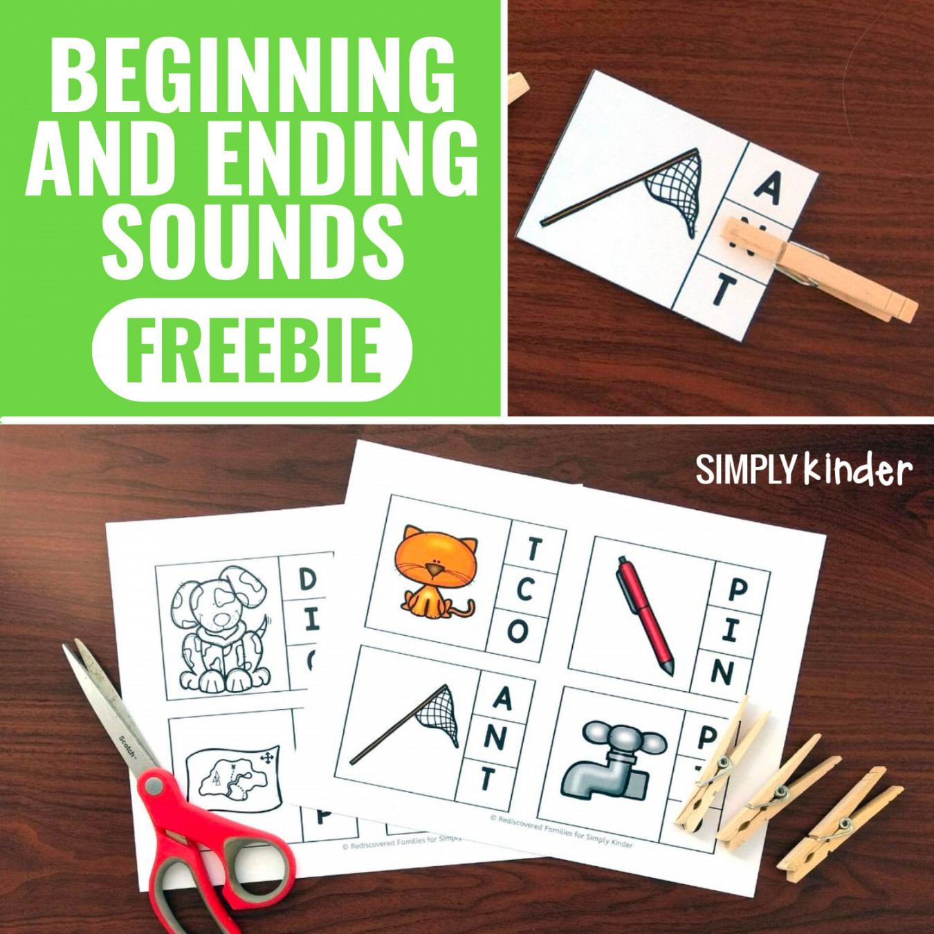 Beginning and Ending Sounds Clip Cards For Kindergarten - Simply