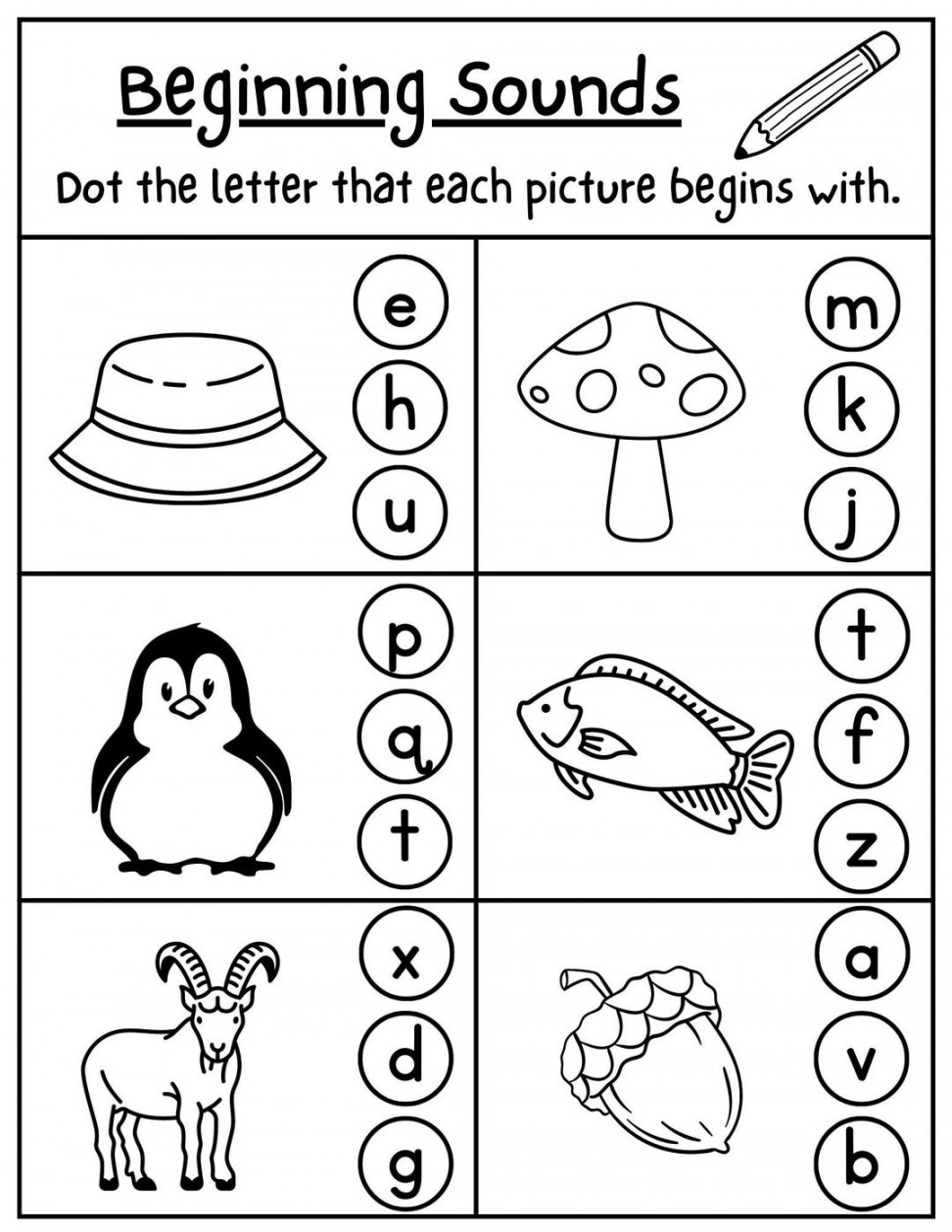 Beginning Sound Worksheets, Alphabet Worksheet, Letter Sounds