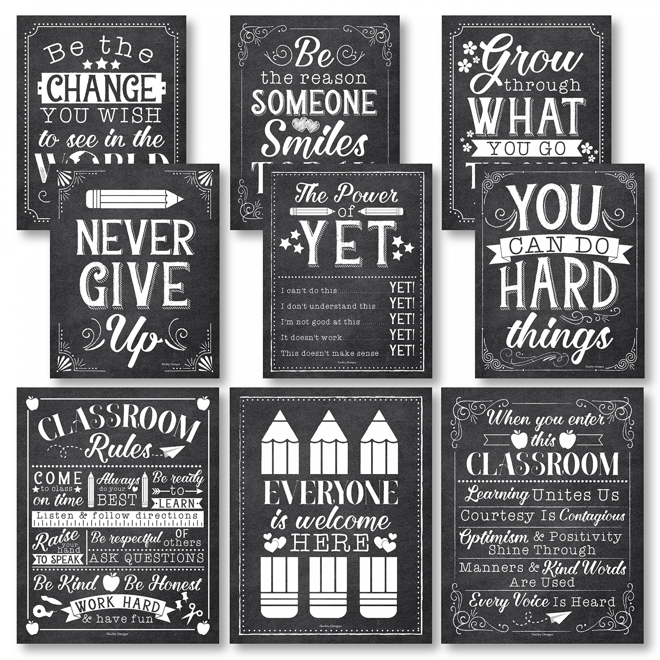 Black and White Classroom Decorations - Welcome Sign for