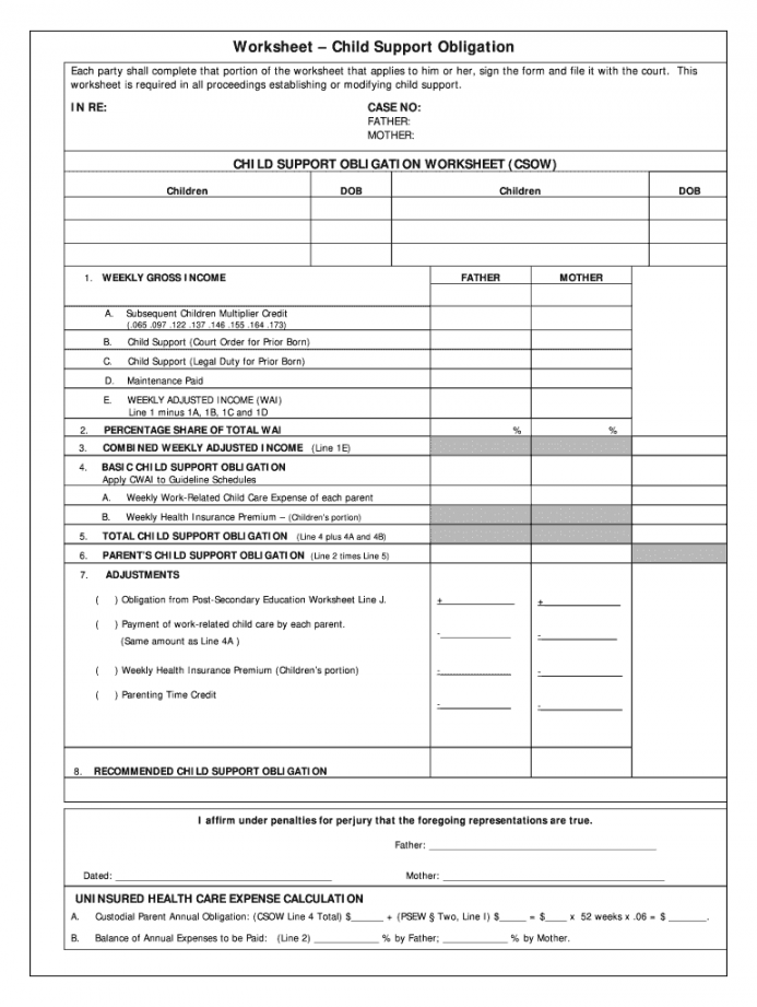 Child support worksheet: Fill out & sign online  DocHub