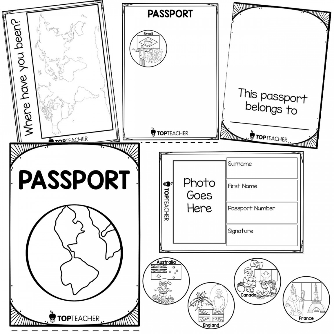 Christmas Around the World Passport and Stamps - Top Teacher