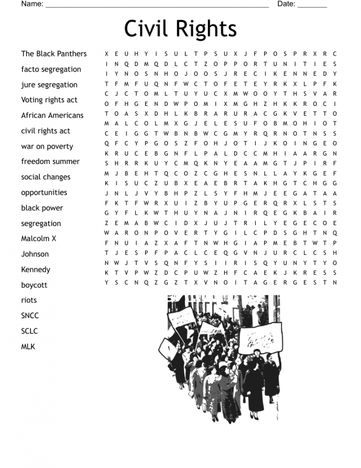 Civil Rights Word Search - WordMint