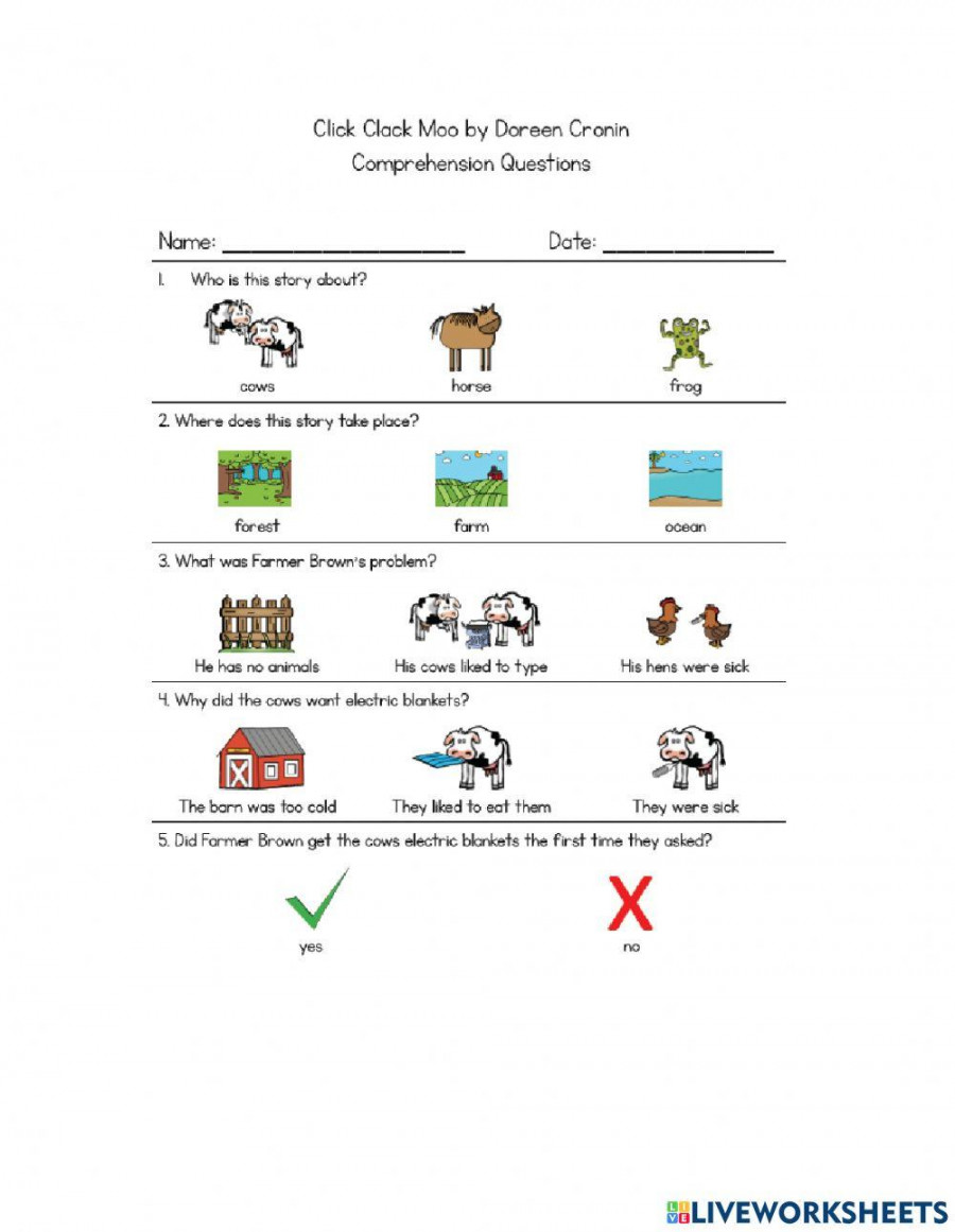 Click Clack Moo worksheet  Live Worksheets