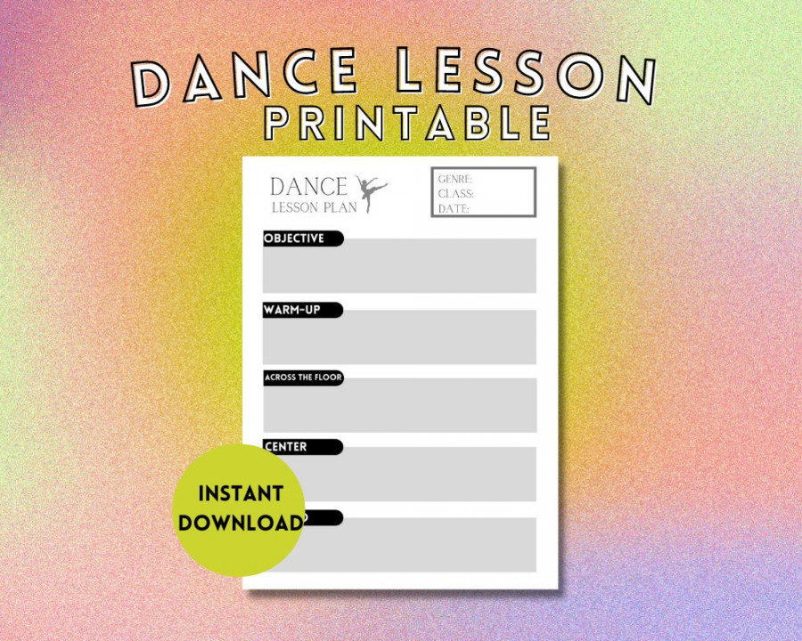 Dance Teacher Lesson Plan Printable-instant Download (Download Now