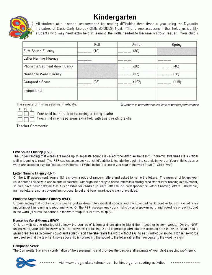 DIBELS Next Parent Handouts - Make Take & Teach