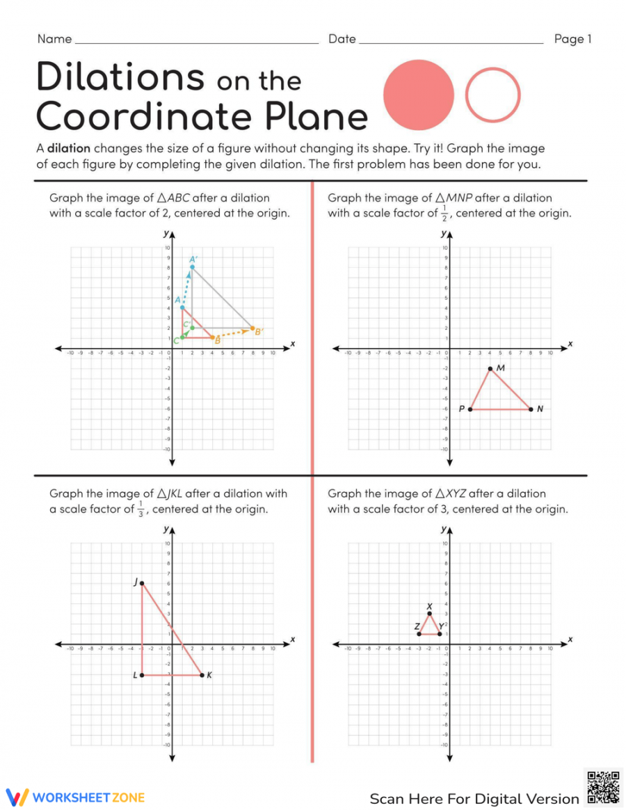 Dilations On The Coordinate Plane Worksheet