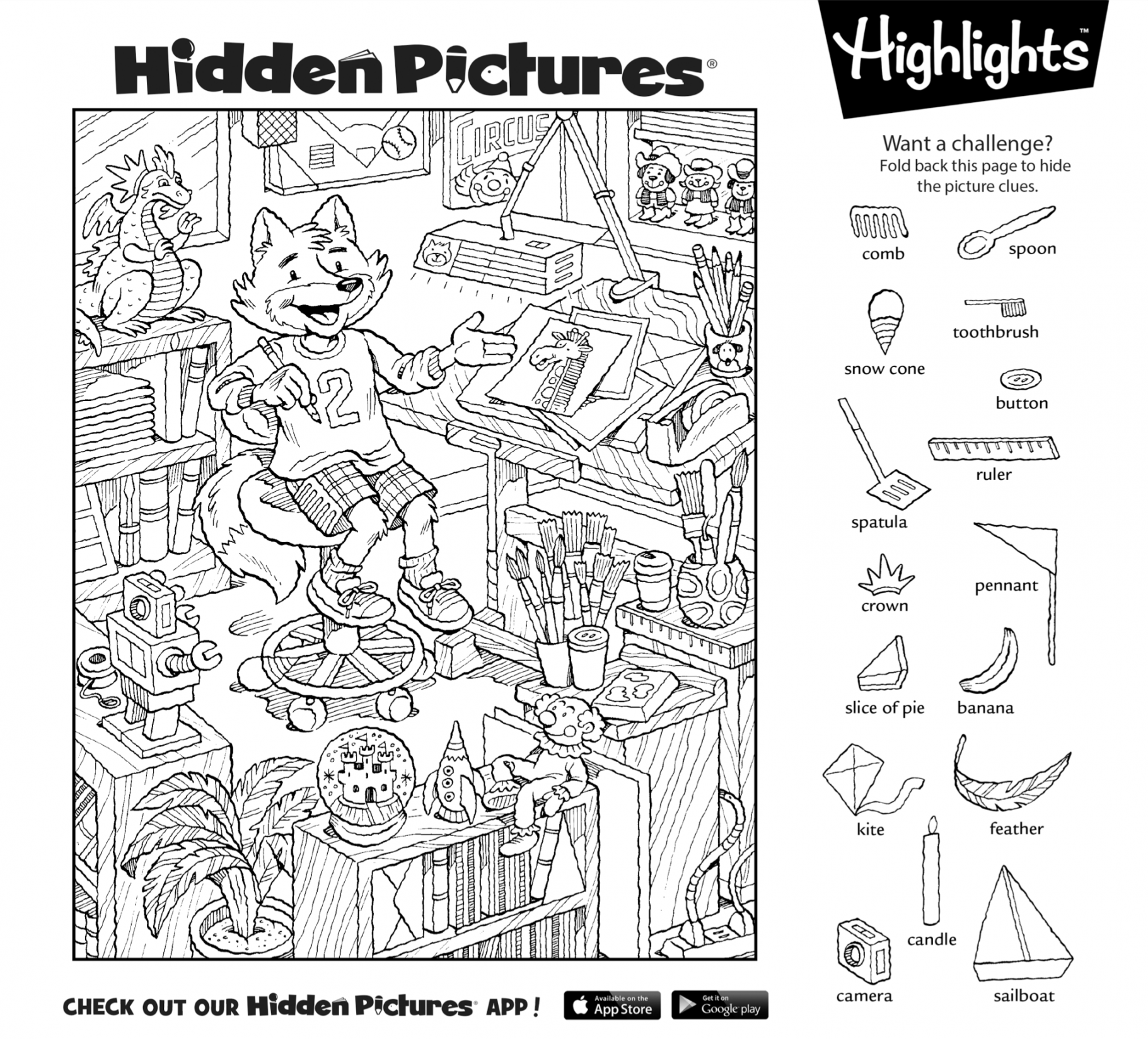 Download this free printable Hidden Pictures puzzle to share with