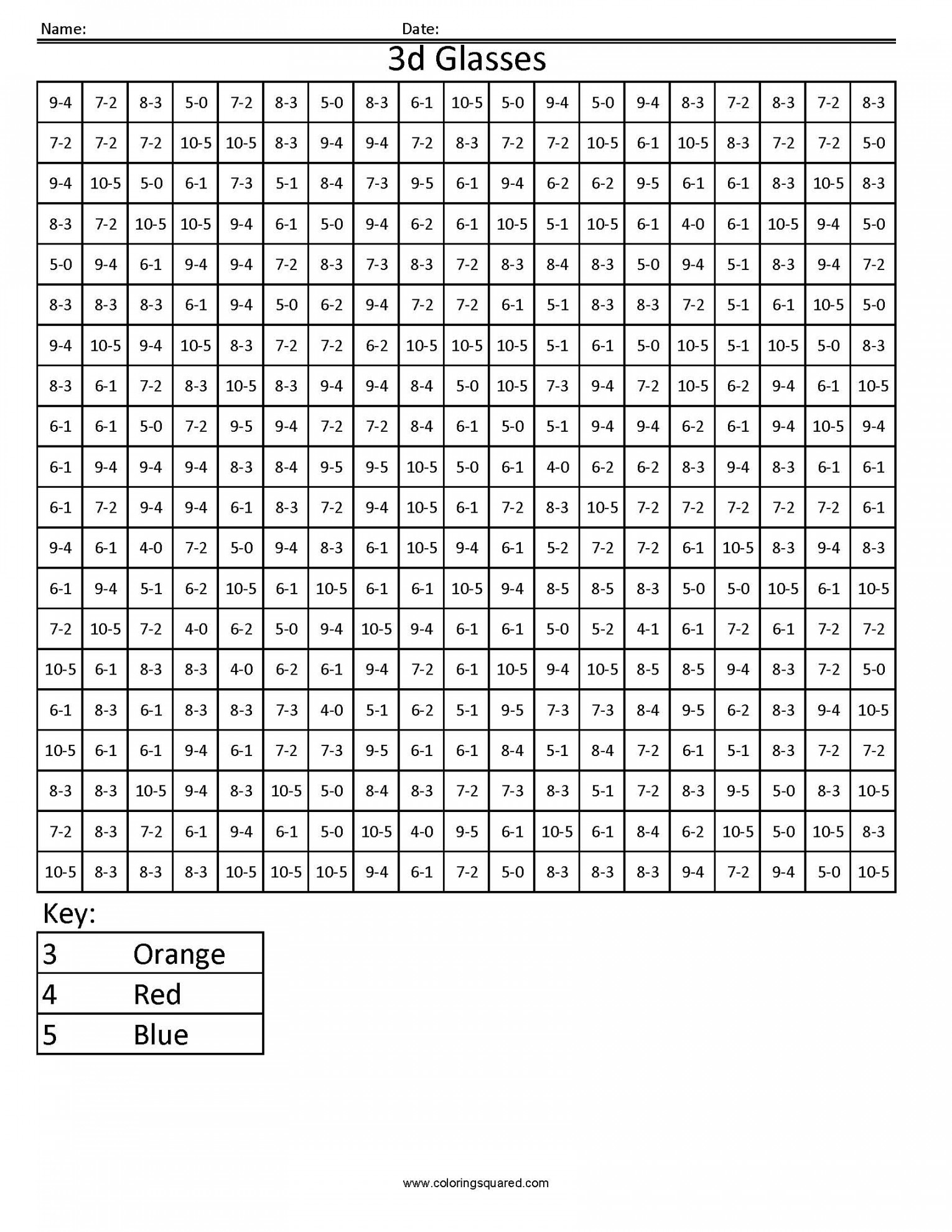 DSC d Glasses free math fact coloring pages - Coloring Squared