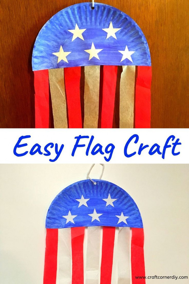 Easy Paper Plate Flag Kids Craft  Flag crafts, Fourth of july