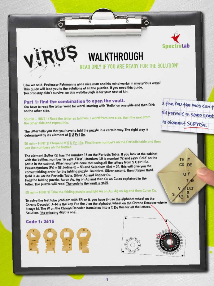 Escape Room Walkthrough  Virus PDF  PDF  Silver  Sulfur