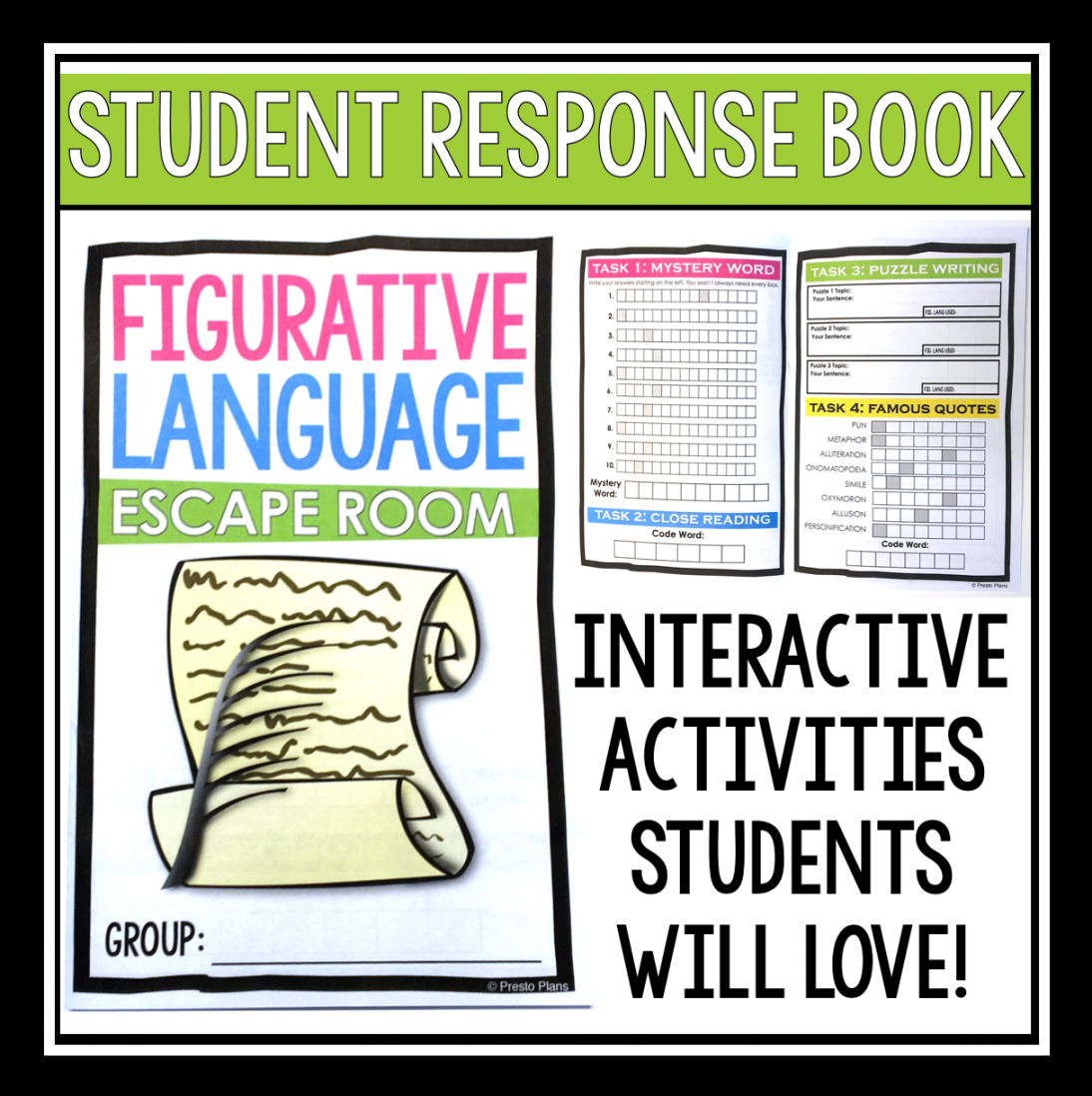 FIGURATIVE LANGUAGE ESCAPE ROOM ACTIVITY – Presto Plans