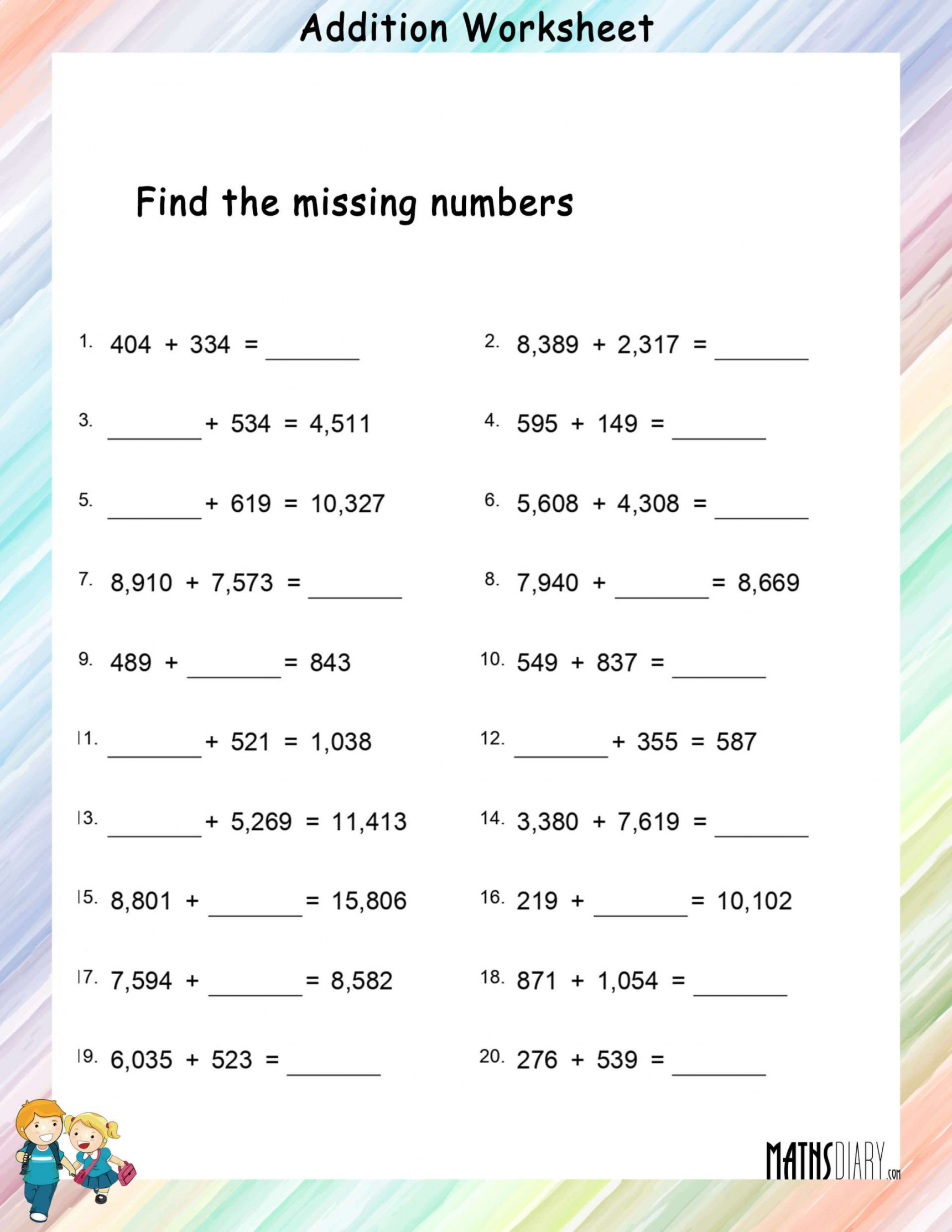 Missing Number Addition Worksheets – Martin Lindelof