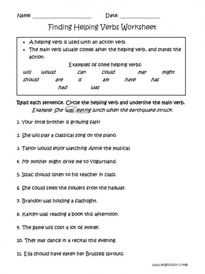 Finding Helping Verbs Worksheet PDF  PDF