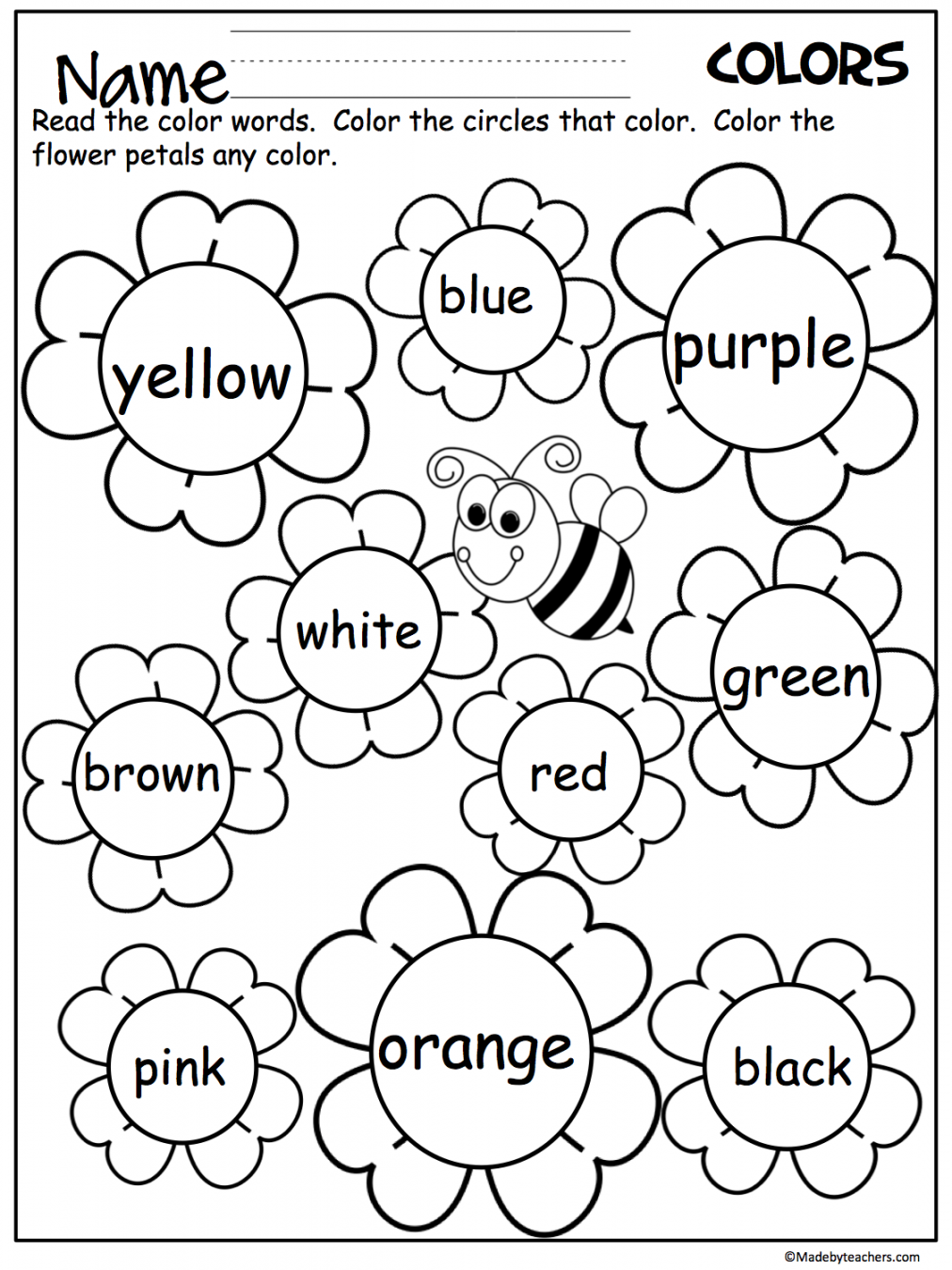 Flower Color Words Worksheet  Made By Teachers