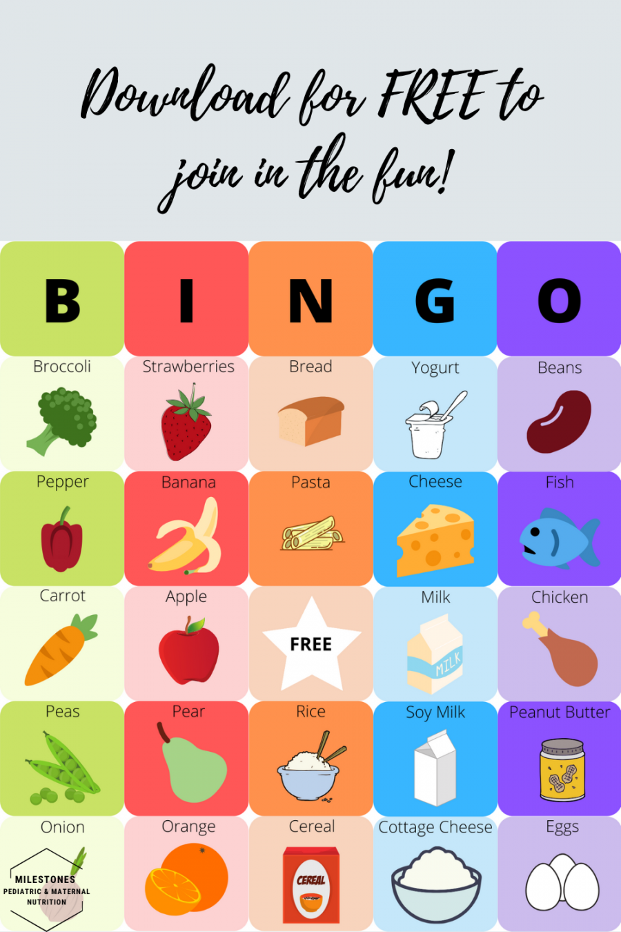 FREE Bingo Game for Kids  Kids nutrition activities, Healthy food