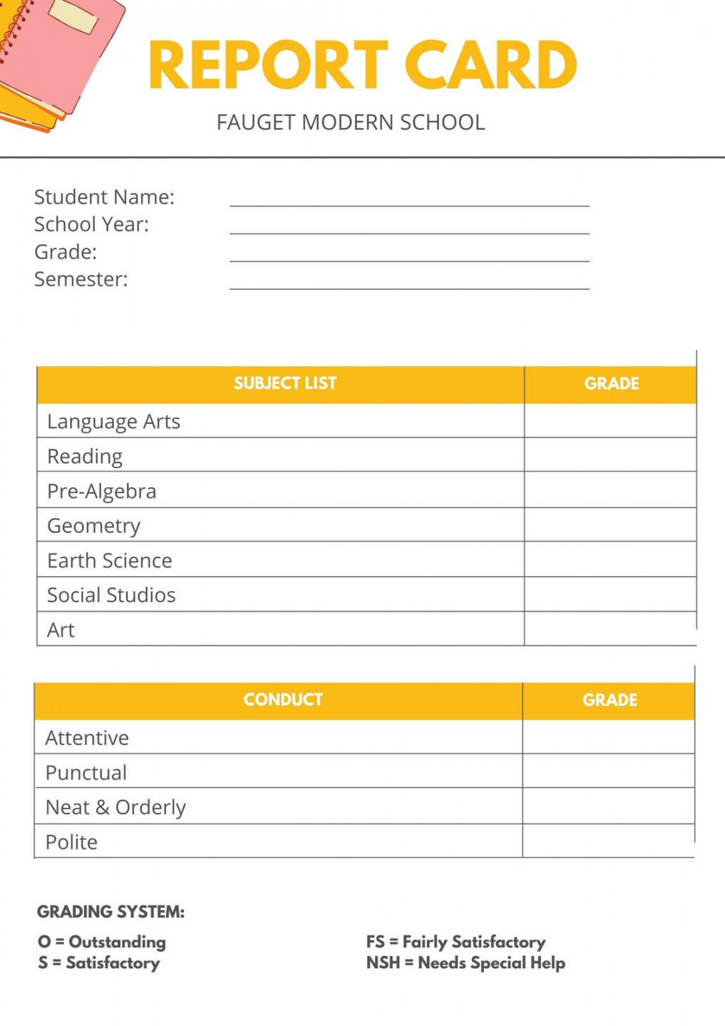 Free custom printable preschool report card templates  Canva