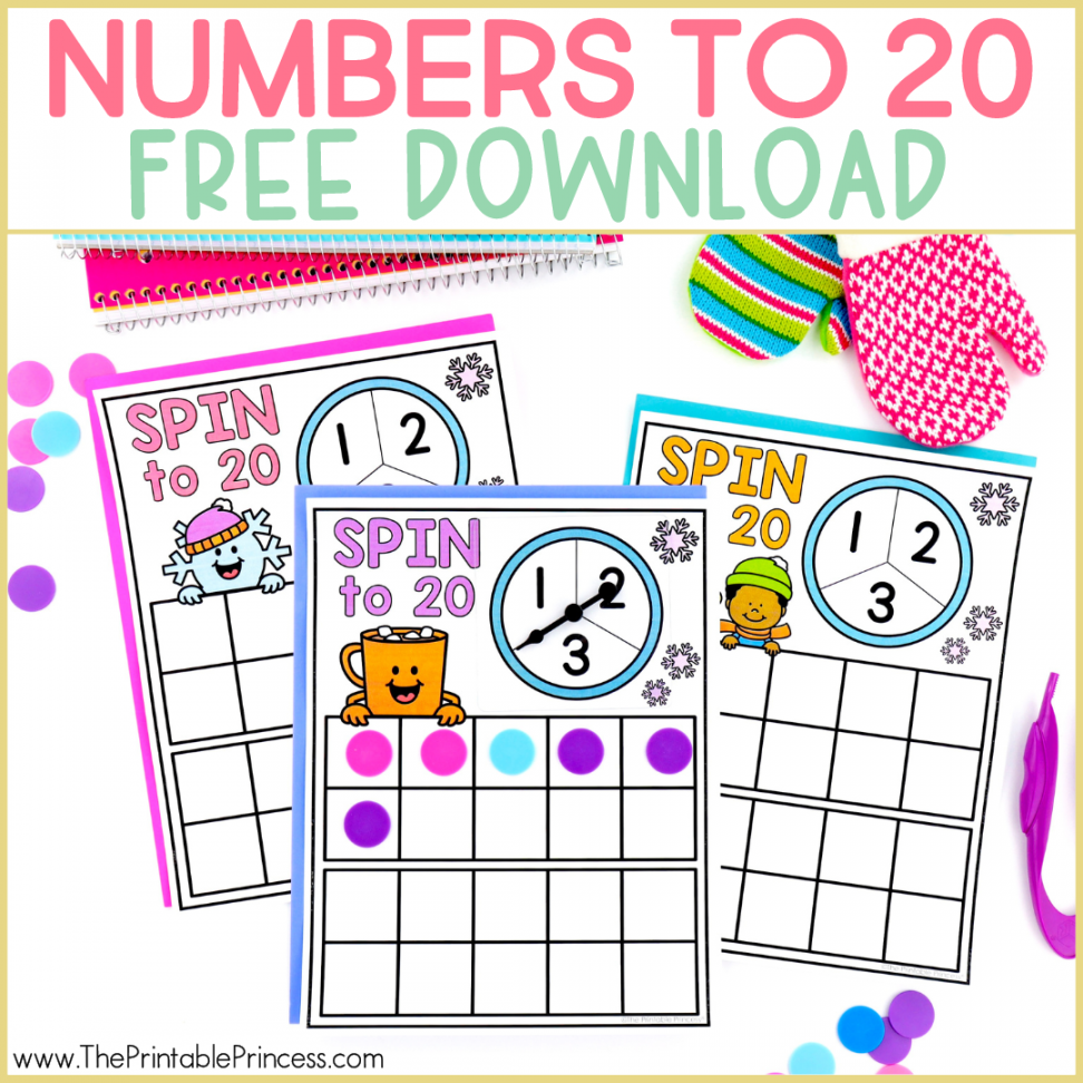 Free Numbers to  Winter Kindergarten Math Game