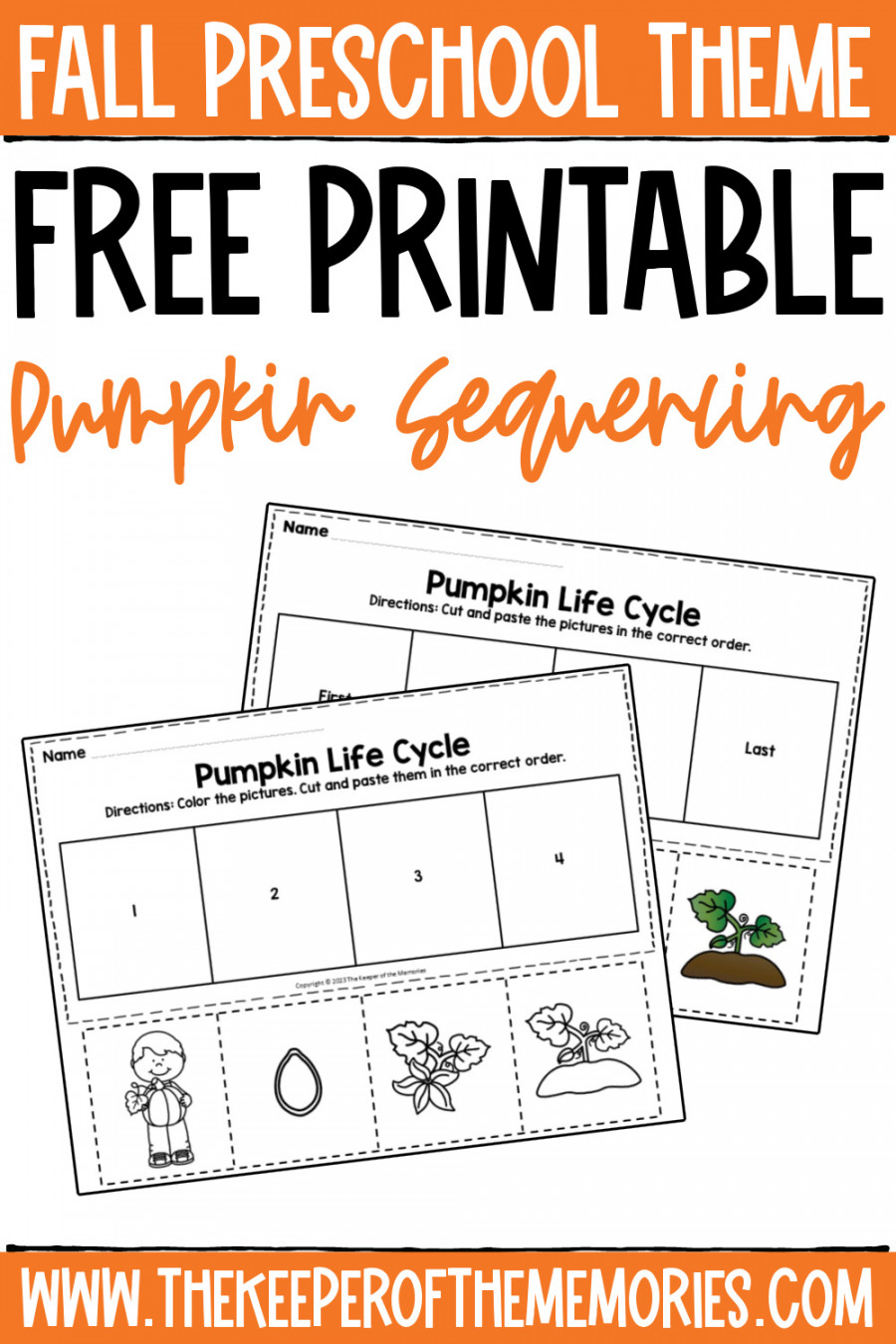 Free Printable Pumpkin Life Cycle Sequencing Worksheets - The
