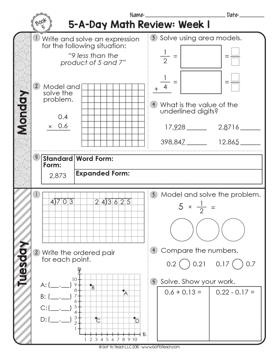 FREE th Grade Daily Math Spiral Review • Teacher Thrive