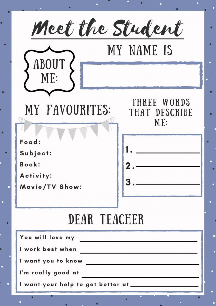 Getting to Know your students worksheet  Teacher activities