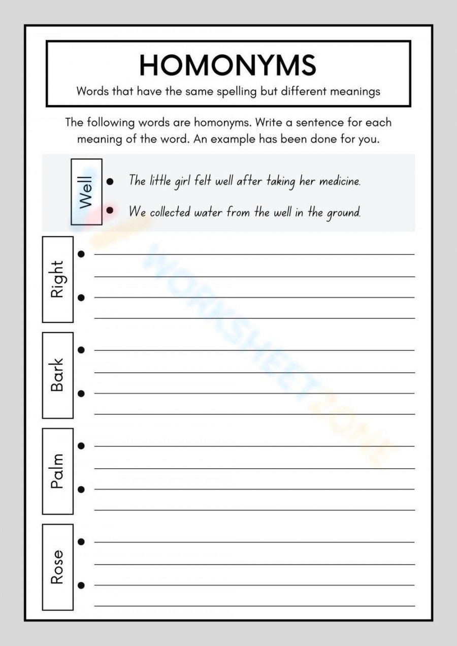 Homonyms Worksheet For Grade 3 Martin Lindelof 