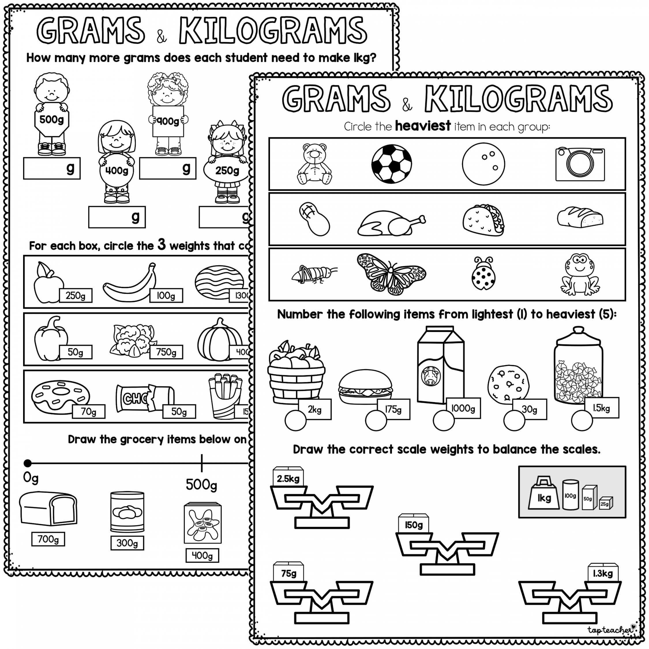 Grams & Kilograms Worksheets - Top Teacher