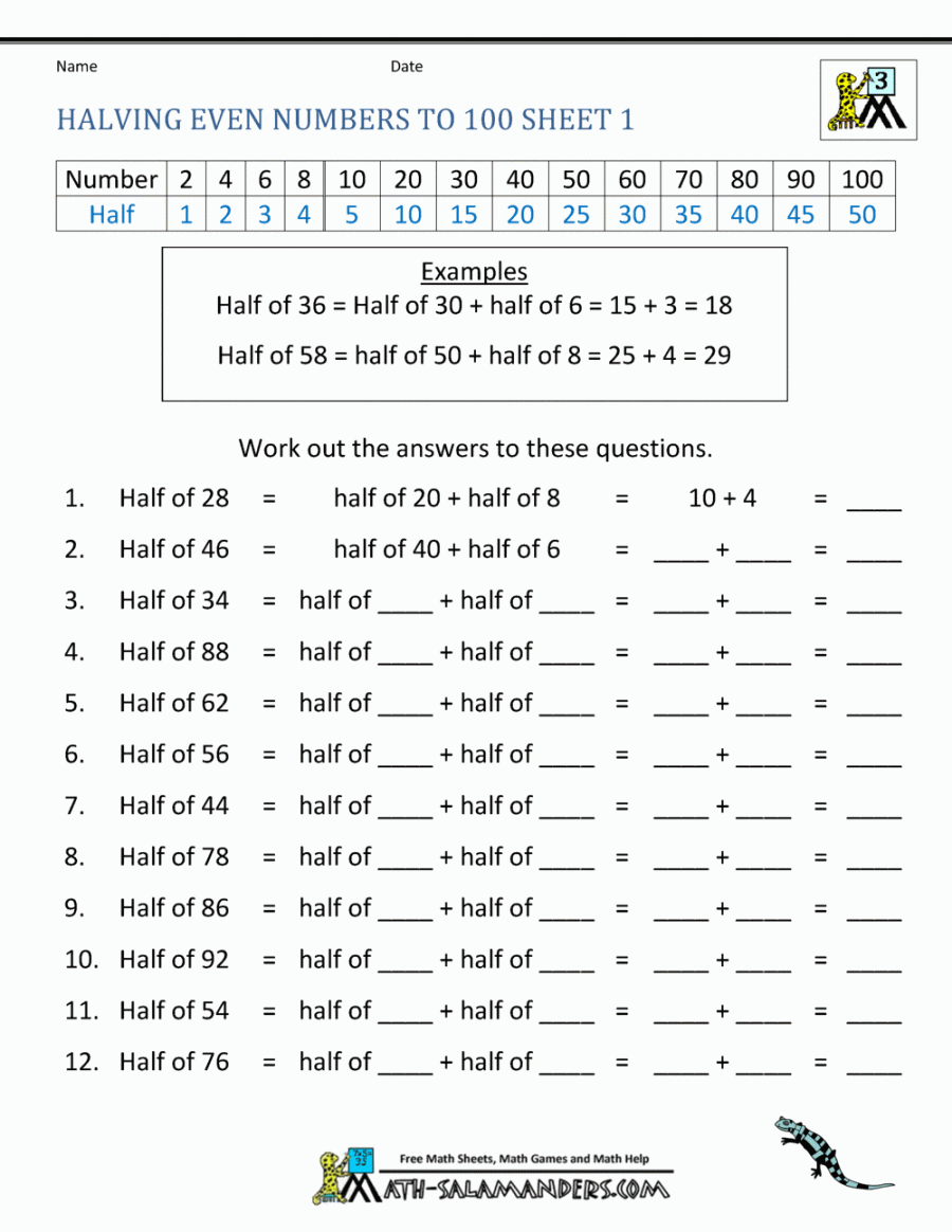 Halves and Quarters up to