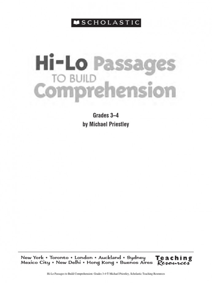 Hi-Lo Passages To Build Comprehension GR -  PDF  Venus