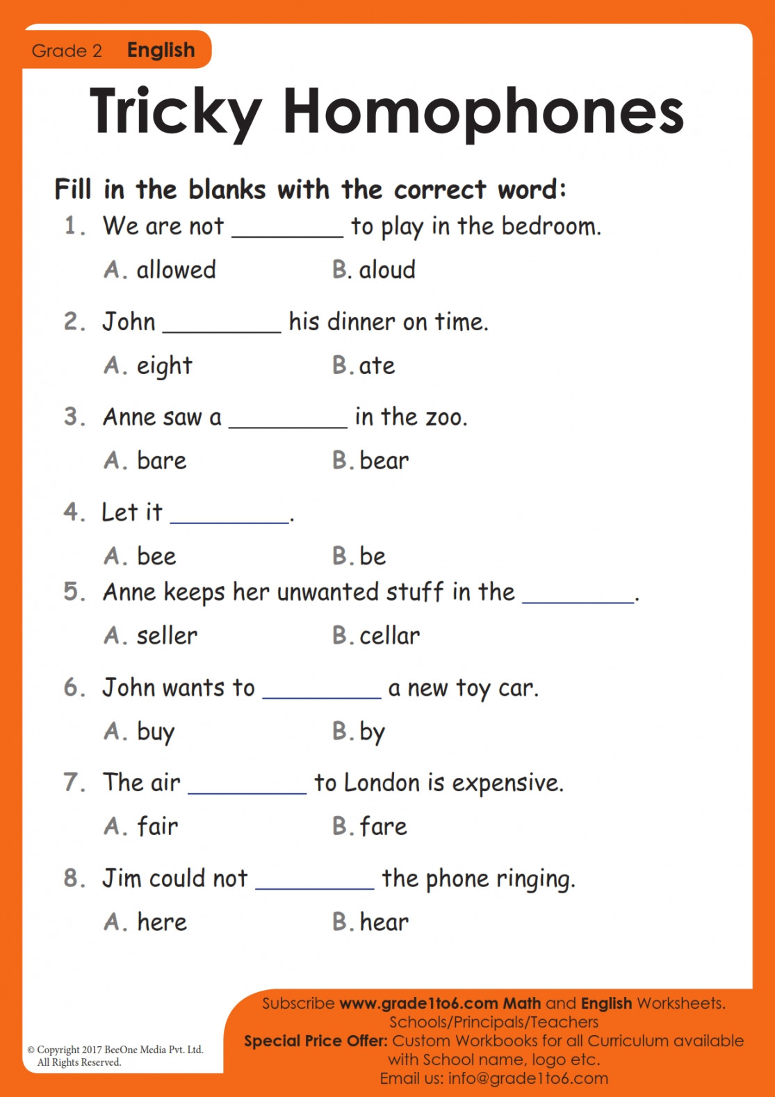 Homophones Worksheets  Gradeto