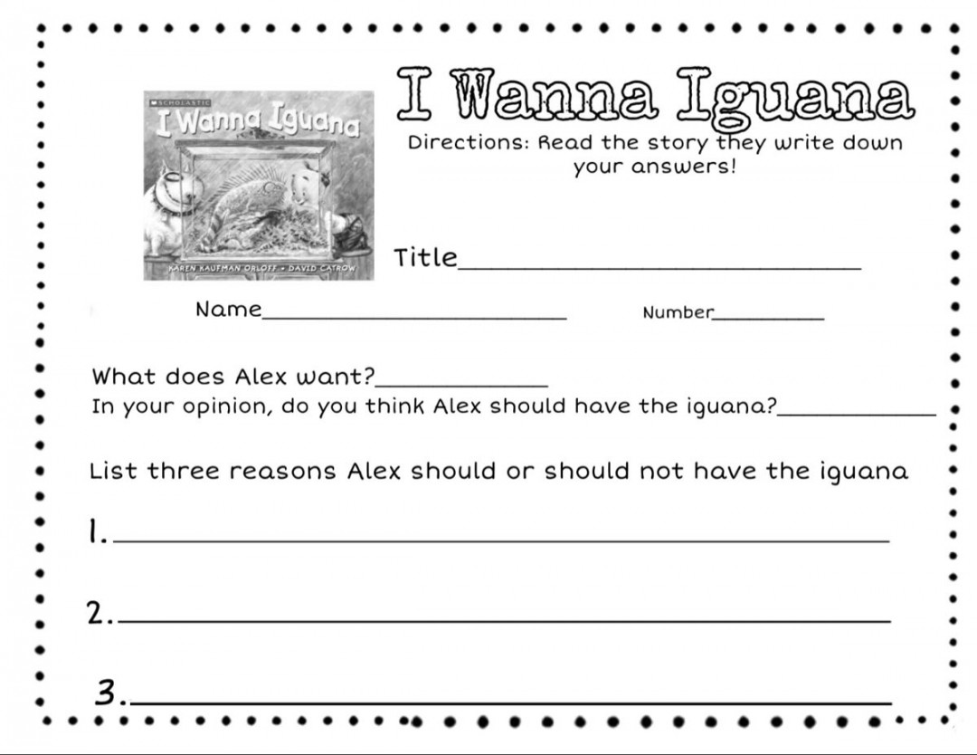 I Wanna Iguana Worksheet  Student reading, Worksheets, Writing