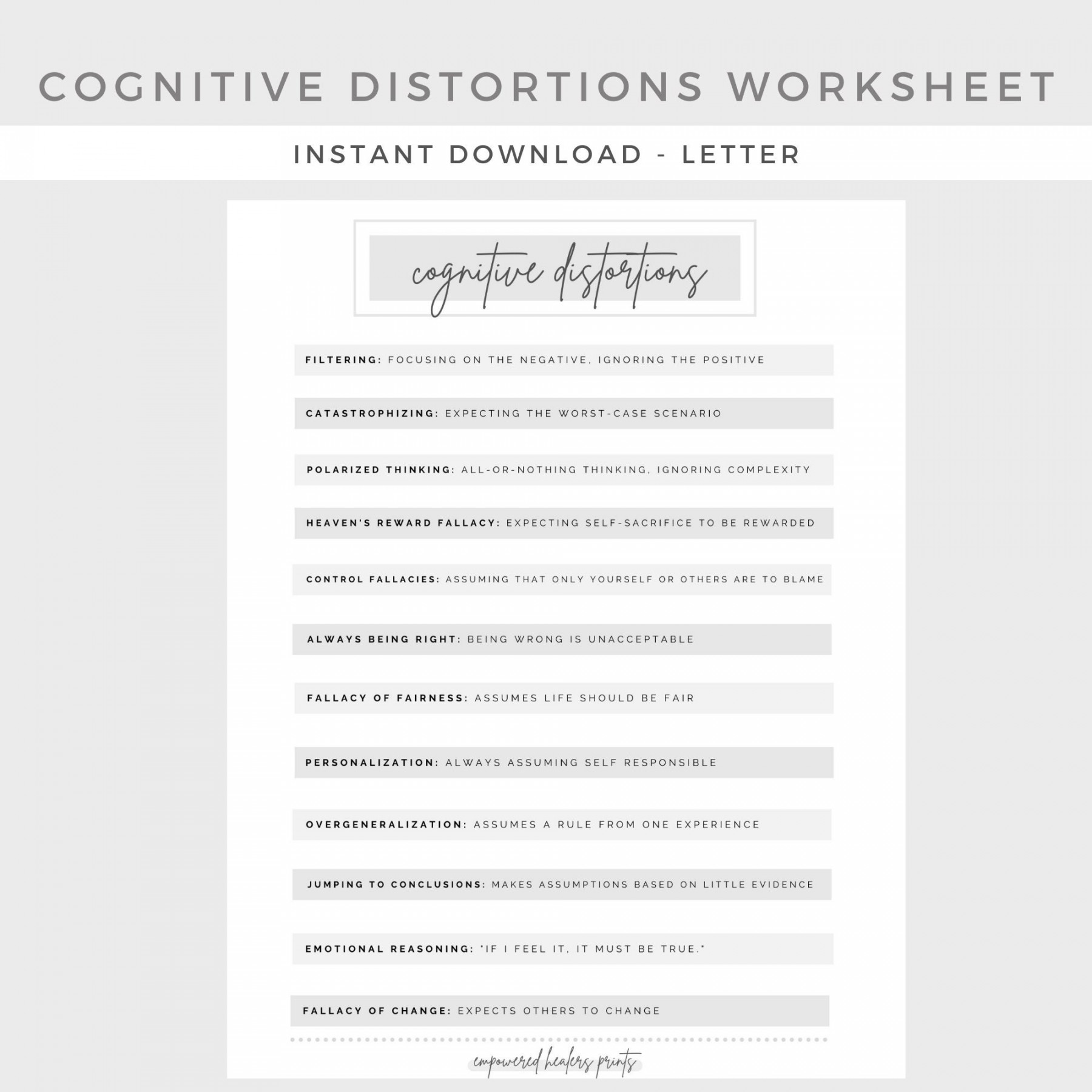 Identifying Cognitive Distortions, Mental Health, Depression