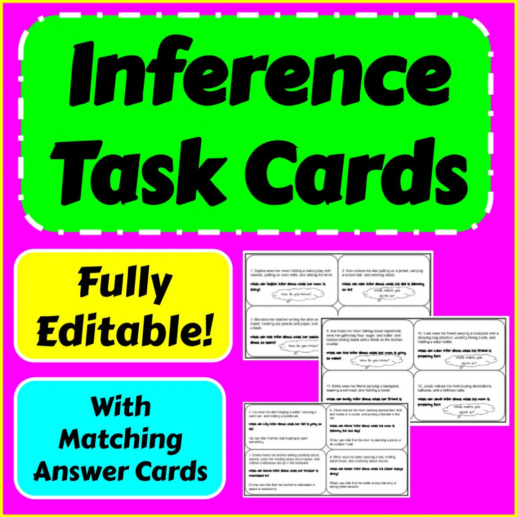 Inference Task Cards, Fully Editable and Printable  Made By Teachers