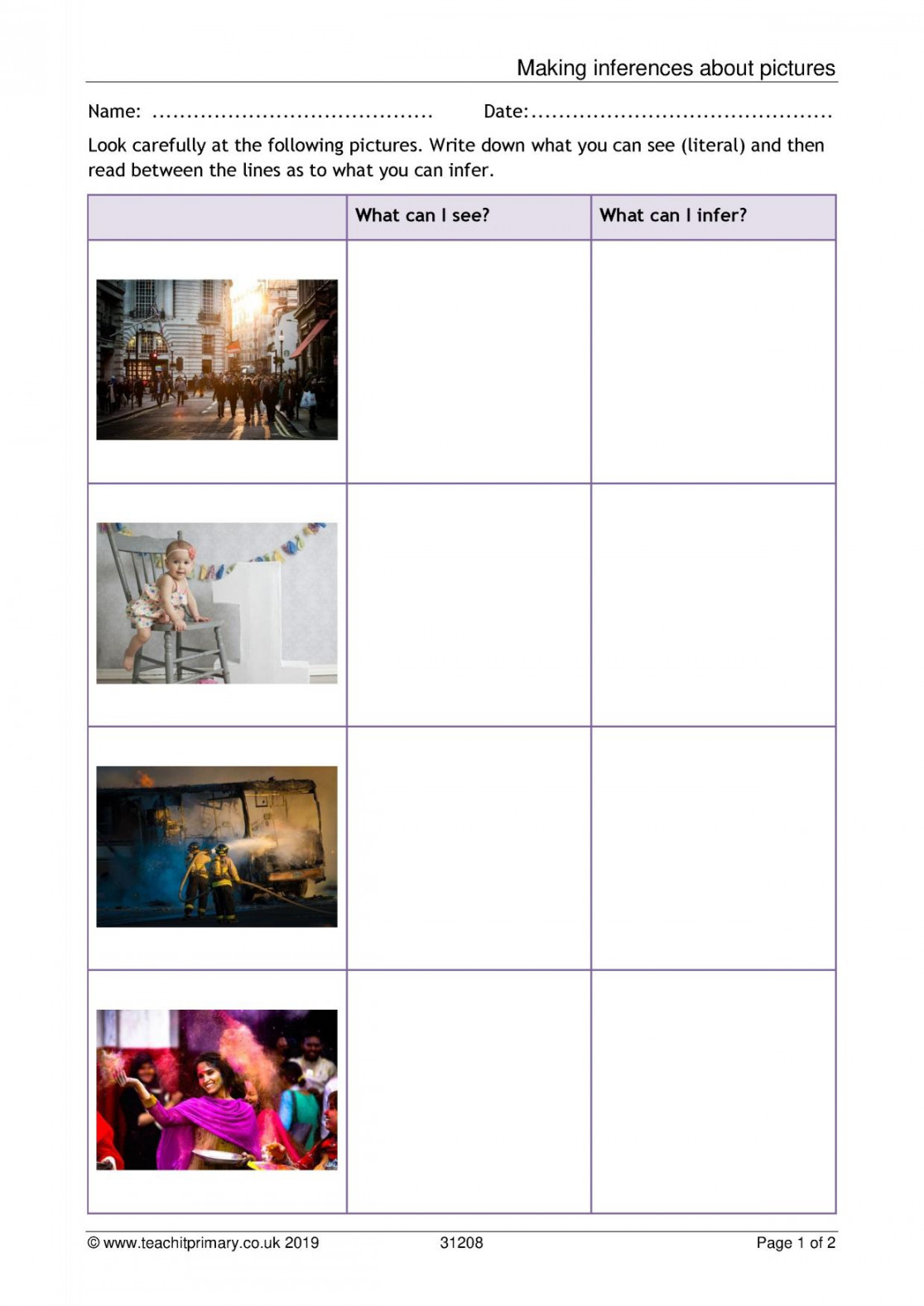 Inference worksheet  KS English  Teachit