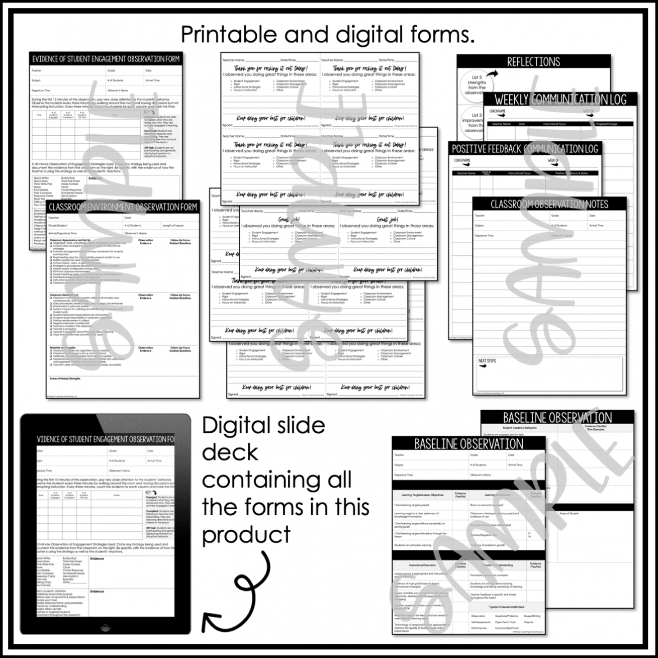 Instructional Coaching Basic Observation Forms Starter Pack