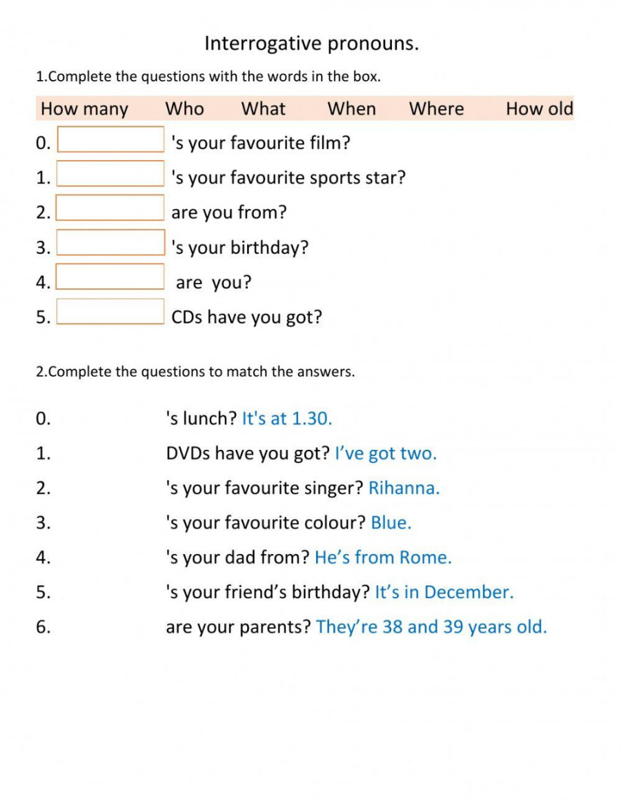 Interrogative pronouns.EP.(pg