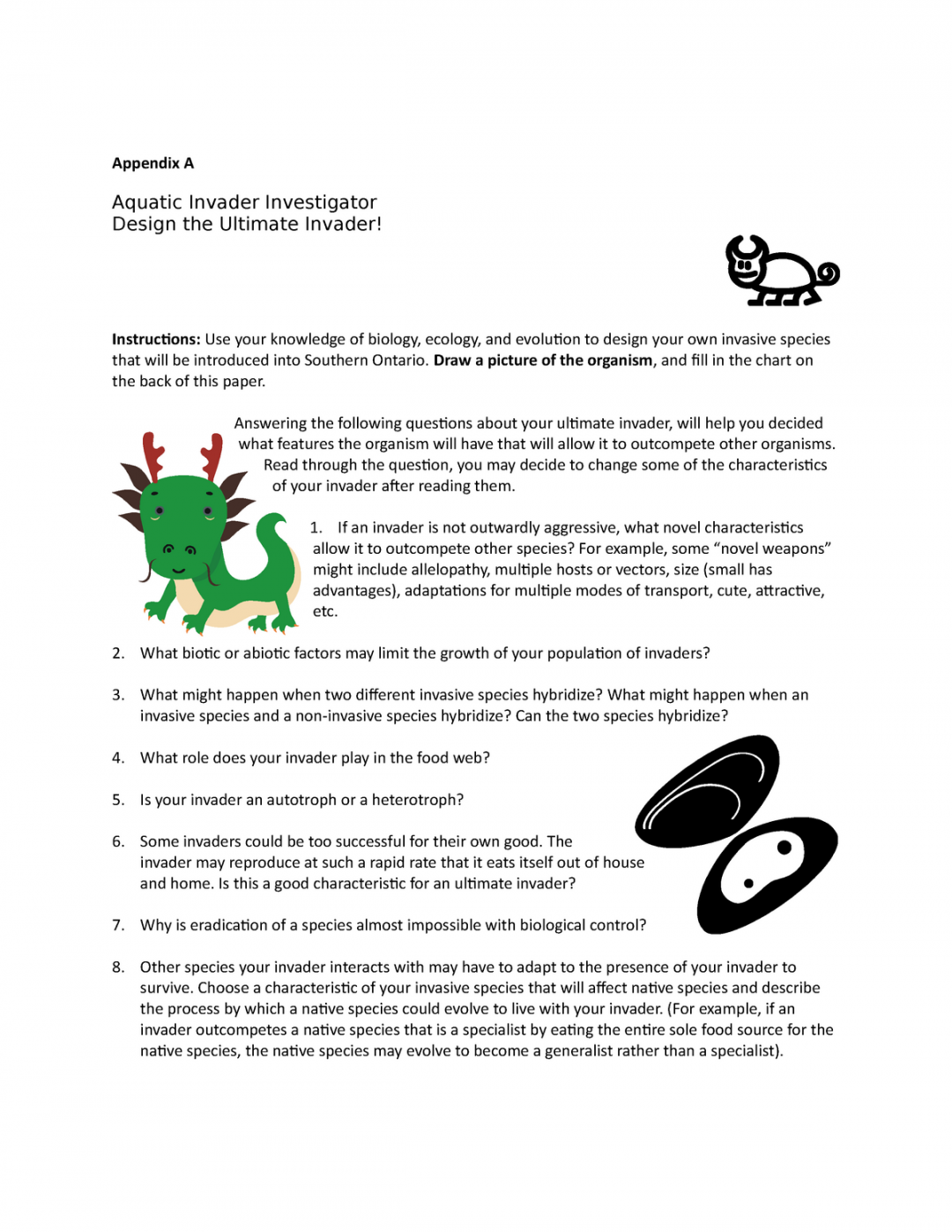 Invasive Species Activity handout - Appendix A Aquatic Invader