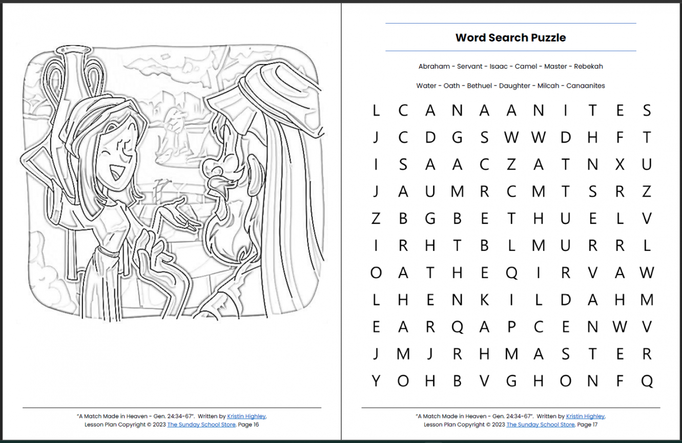 Isaac and Rebekah (Genesis ) Printable Bible Lesson & Sunday School  Activities