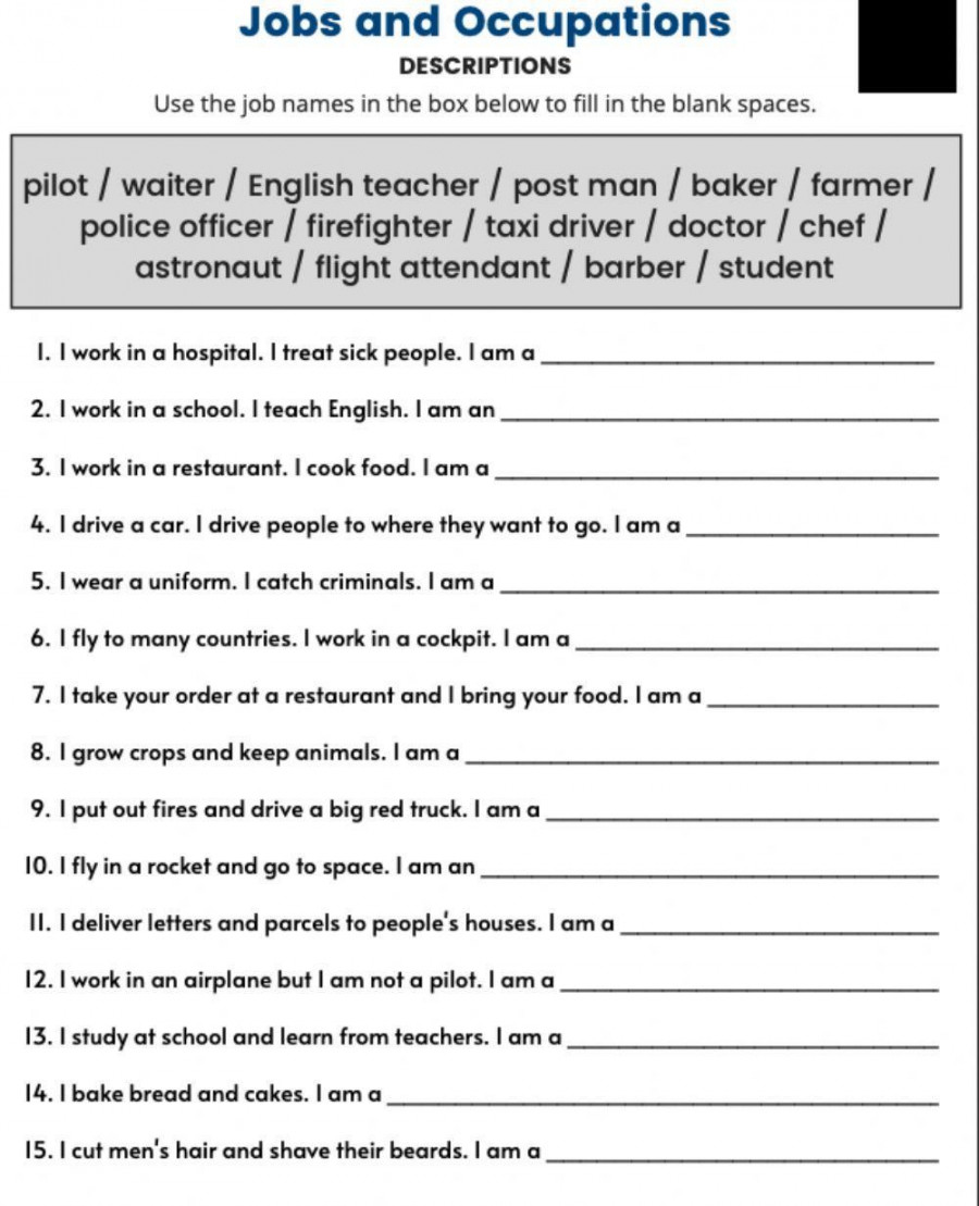 Jobs & Occupations worksheet  Live Worksheets