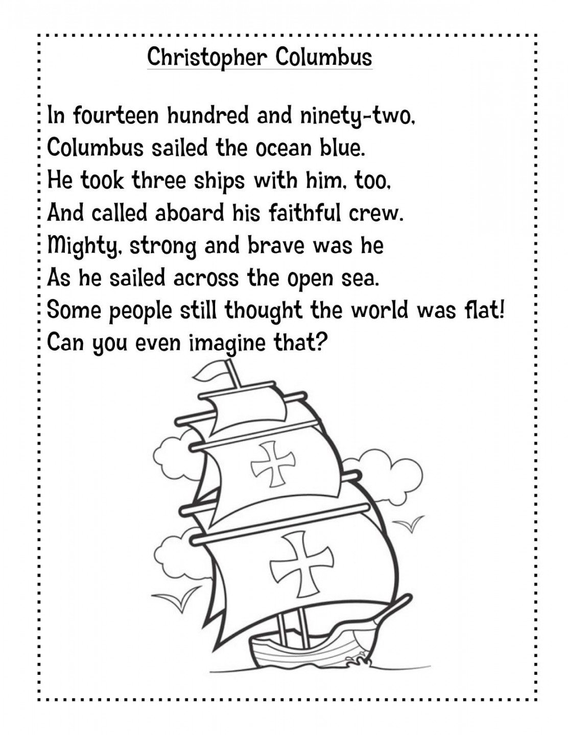 Kids Poem About Christopher Columbus  Christopher columbus