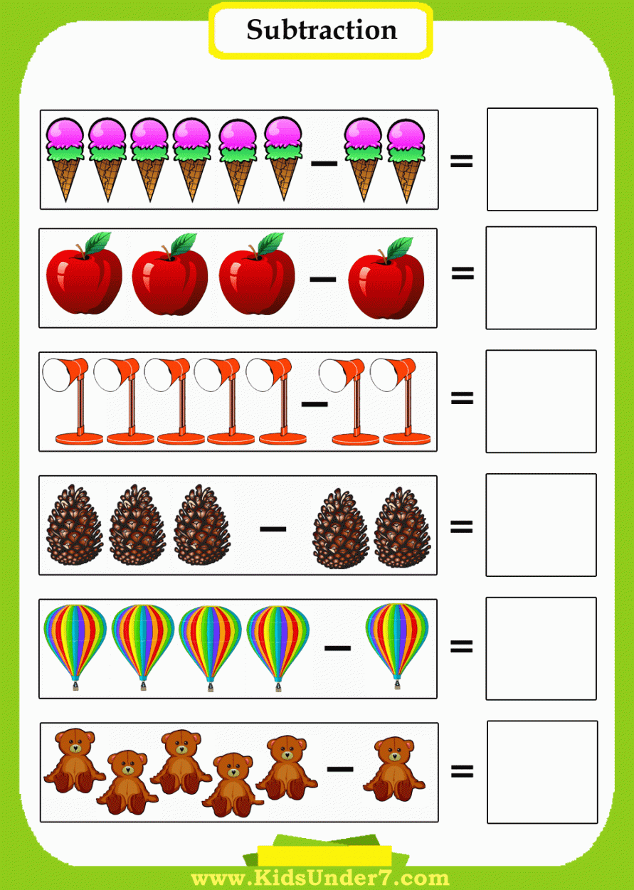 Kids Under : Subtraction Worksheets