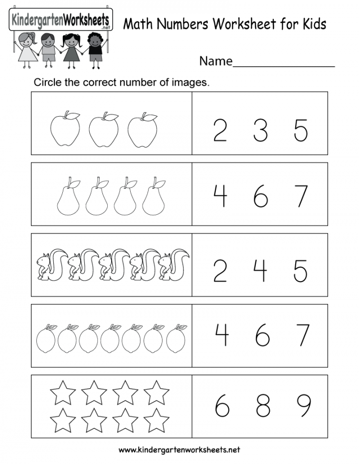 Kindergarten Math Numbers Worksheet for Kids Printable