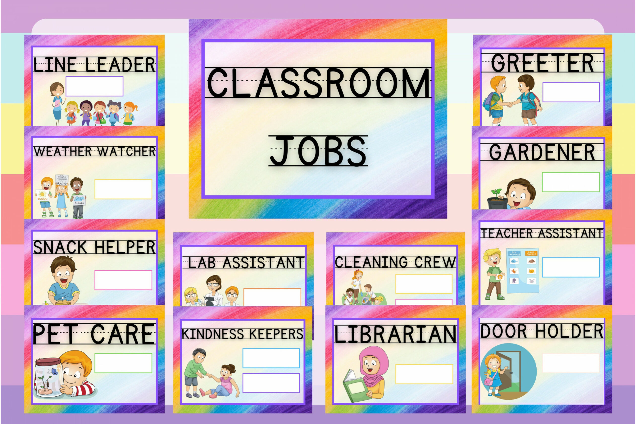 Klassenzimmer Job Chart  Für die Kita, die Kita, die Vorschule oder das  Klassenzimmer  Sofortiger Download und Druck von Ihrem Computer zu Hause