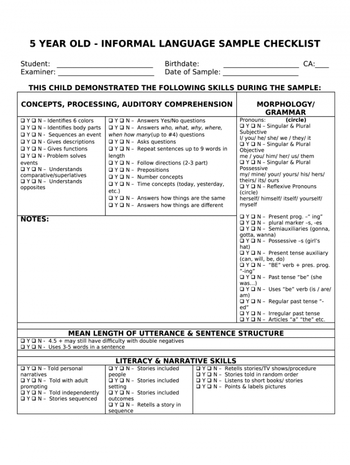 Language sample checklist: Fill out & sign online  DocHub