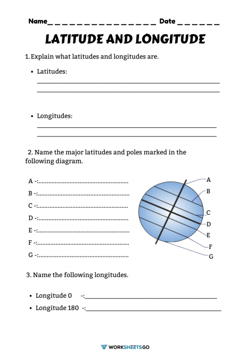 Latitude & Longitude Worksheets  WorksheetsGO