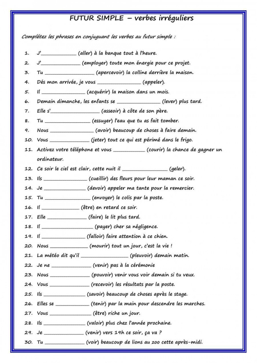 Le futur simple worksheet  Live Worksheets