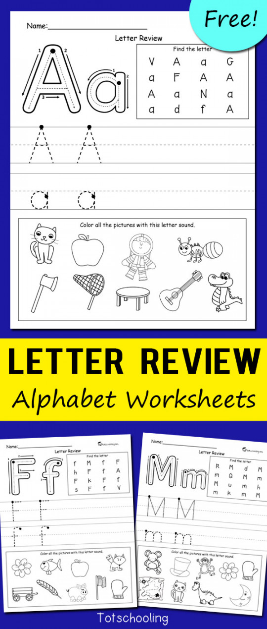 Letter Review Alphabet Worksheets  Totschooling - Toddler