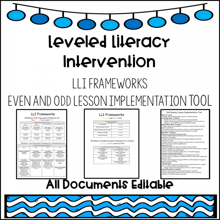 Leveled Literacy Intervention (LLI) Data and Documentation Frameworks and  Implementation Tool