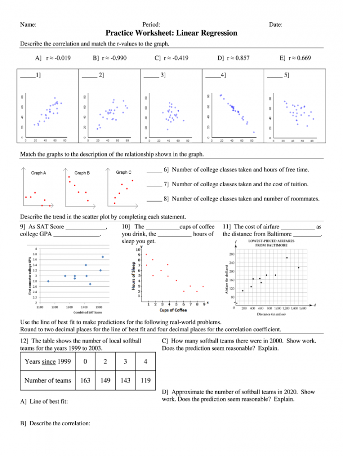 Linear regression worksheet: Fill out & sign online  DocHub