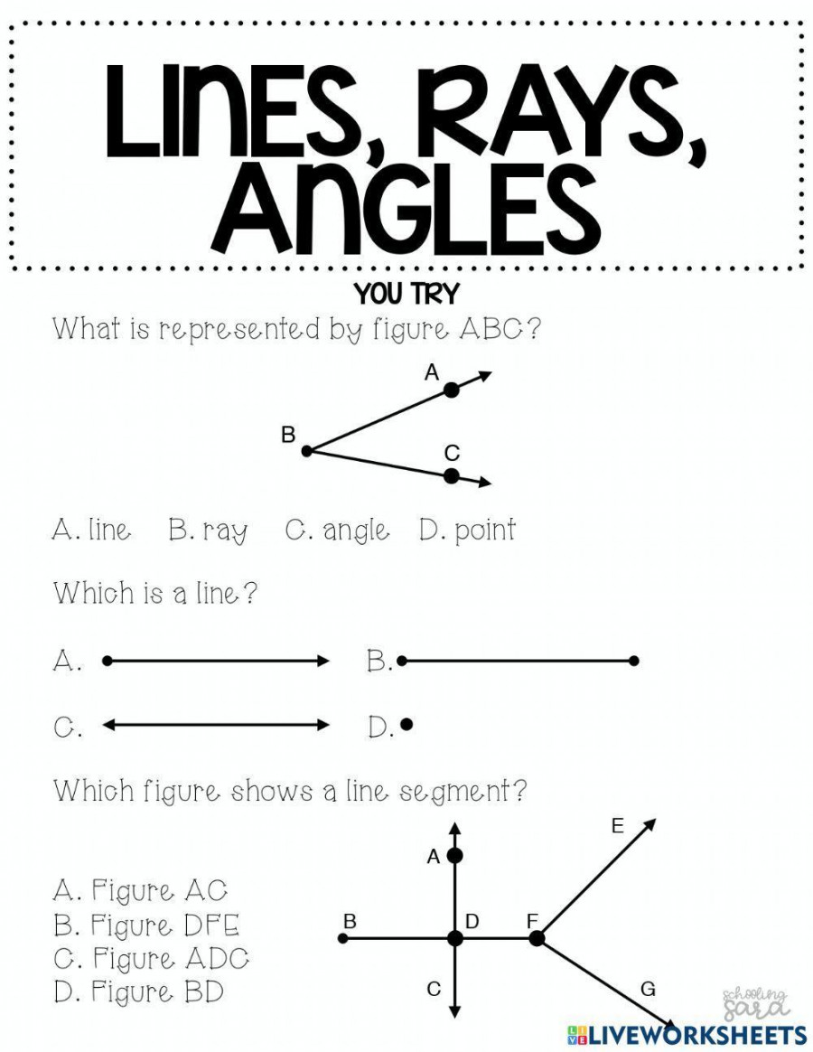 Lines, rays, and angles worksheet  Live Worksheets